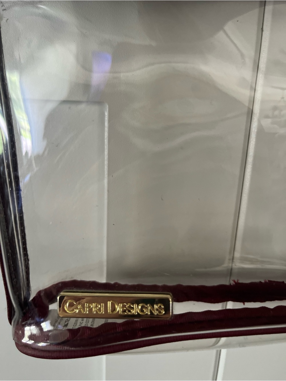 Clear Burgundy Crossbody Bag with Gold Accent - Picture 5 of 8